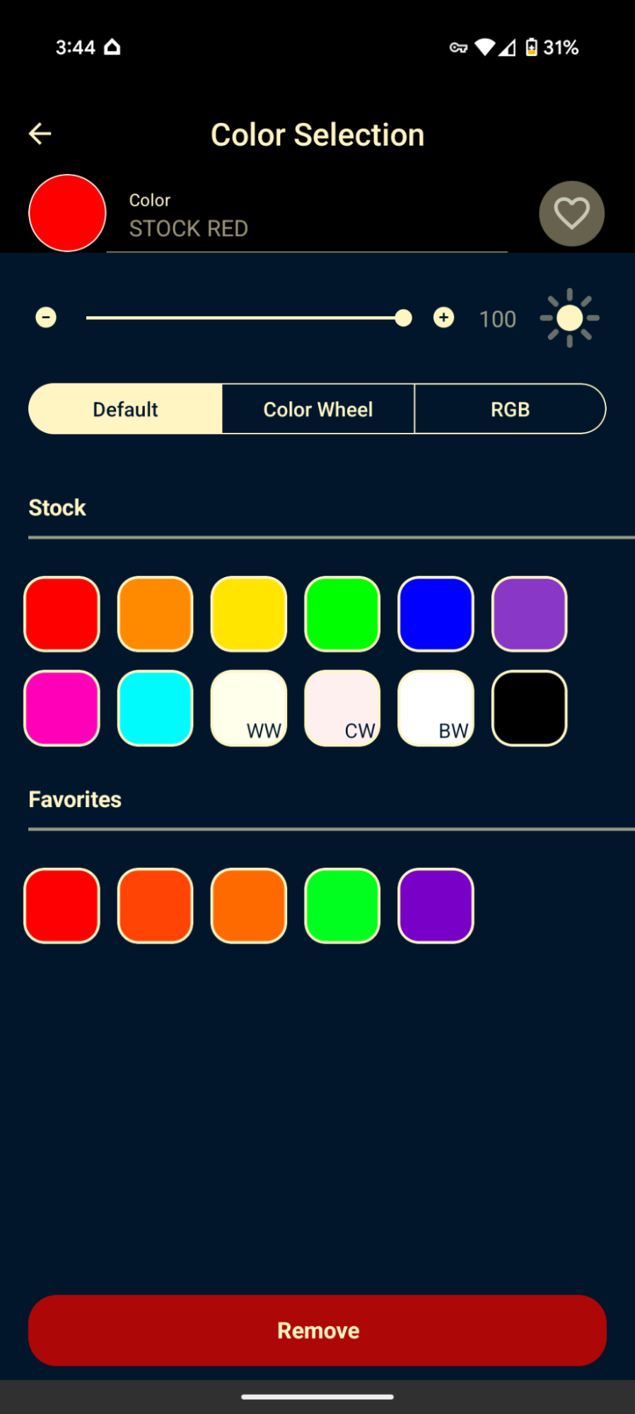 App color selection interface