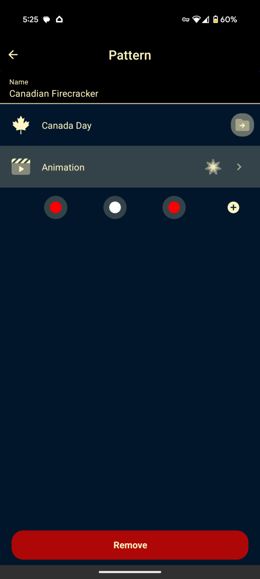 Allure app — pattern editor showing the pattern name and folder location