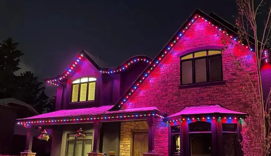 Roofline Accent in Calgary — commercial permanent LED lighting installation by Allure Lighting
